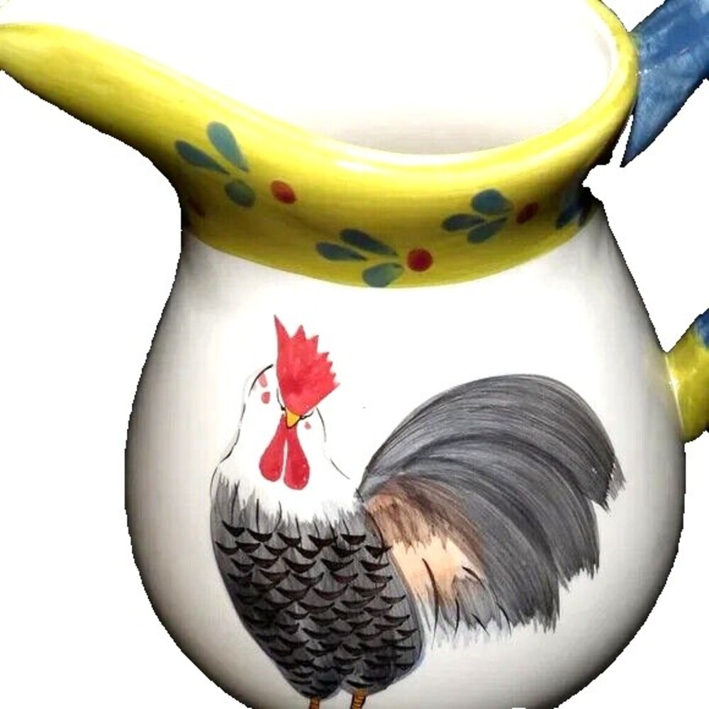 Milson & Louis Rooster Pitcher Ceramic NWOT Colorful Chicken Rare Hand painted